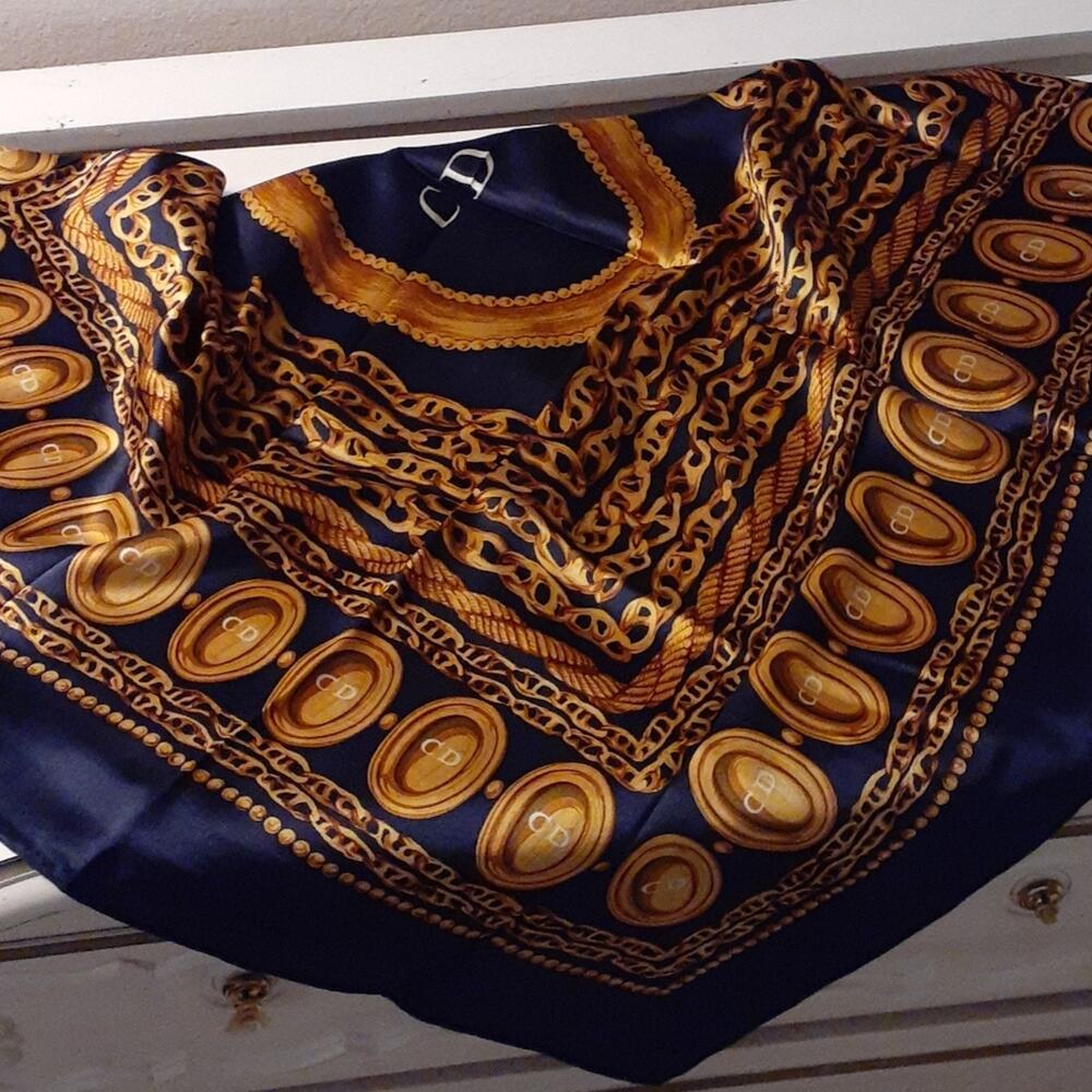 Christian Dior SILK 34" x 34" Scarf Shoulder Wrap 100% Authentic DIOR Huge Size